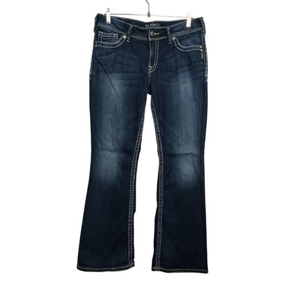 Silver Jeans Bootcut Size 32x31 Suki Surplus Dark Wash Embroidered Flap Pockets - Picture 1 of 12